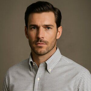 Brooks Brothers Gray & White Micro-Stripe Button-Down Shirt – Size XL